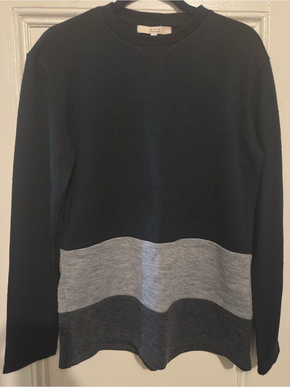 Like New D by D Gnak diffusion line Crewneck Colorblock Sweater. Black & Grey.